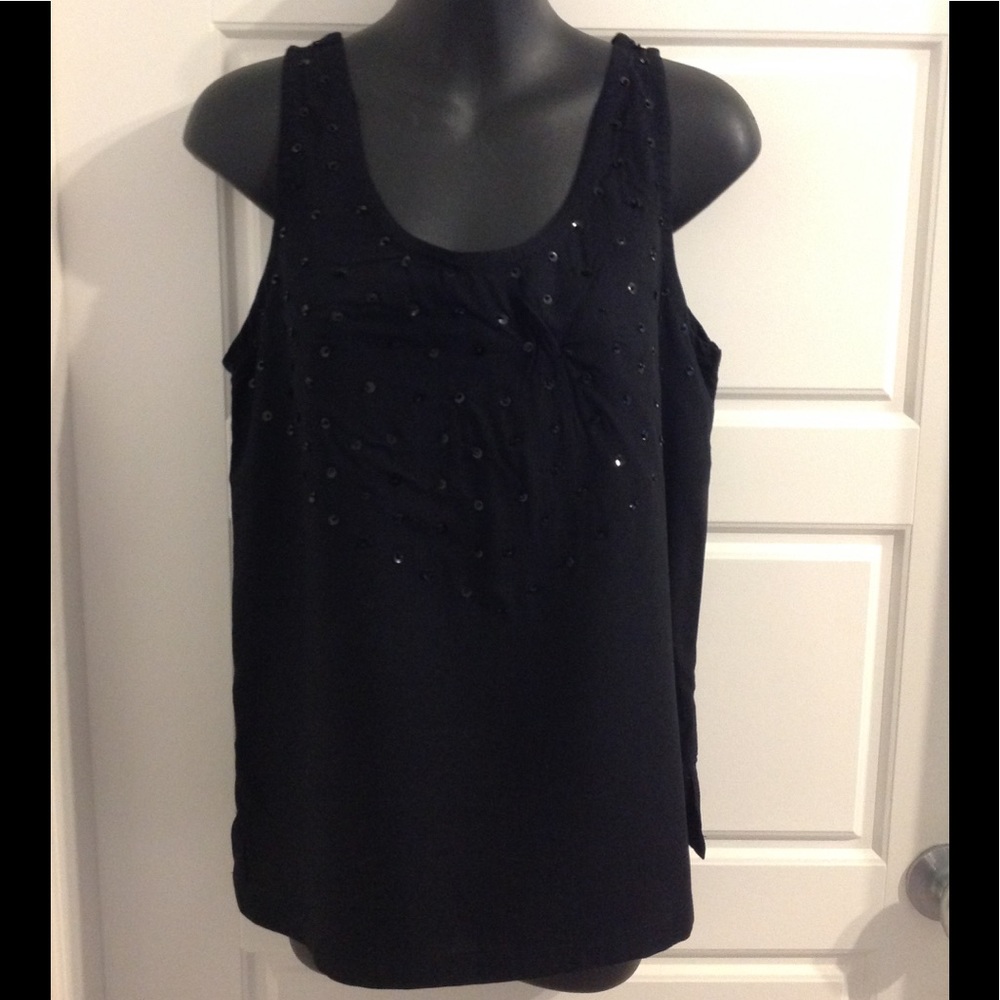 5/$20 SURYS S Black Dressy style top w/beaded sequins